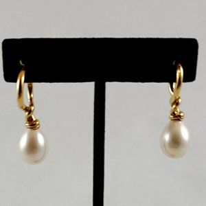 Sterling 925 Gold Plated Drop Pearl Earrings